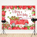 15x10ft Baby Shower Backdrop A Berry Sweet Baby is On The Way Photography Background Pink Strawberry Truck Banner Decorations Ice Cream Bowknot Girls Kids Newborn Party Photo Booth Prop - Image 4