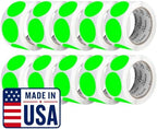 Perco Neon Green Perforated Round Circle Dot Sticker 2-Inch Labels — 10 Rolls, 5,000 Stickers - in Stock, Ready & Promo Labels, High Visibility, Strong Adhesive—Made in USA by Perco