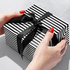 Jillson Roberts Gift Wrapping Paper, Black White Stripe (8 Rolls 5ft x 30in) - Image 2