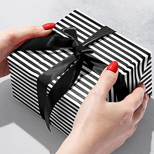 Jillson Roberts Gift Wrapping Paper, Black White Stripe (8 Rolls 5ft x 30in) - Image 2
