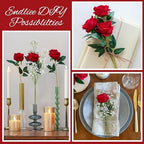 35 PCS Red Roses Artificial Flowers, Fake Roses with Stem Realistic Silk Rose for DIY Wedding Bouquets Table Centerpieces Arrangements Baby Shower Birthday Home Decor Valentines Day Gift for Her - Image 4