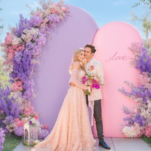Pink Purple Arch Backdrop Cover Set of 2 Spandex Arch Covers 7.2 and 6ft Wedding Birthday Party Arch Covers Stretchy Backdrop Bridal Baby Shower Pink Lavender Arch Stand Cover - Image 5