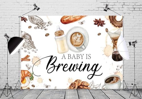 10x8ft Coffee Baby Shower Backdrop A Baby is Brewing Coffee Baby Shower Party Photography Background Milk Bottle Coffee Beans Croissant Newborn Baby Shower Decorations Banner Photo Studio Props - Image 5