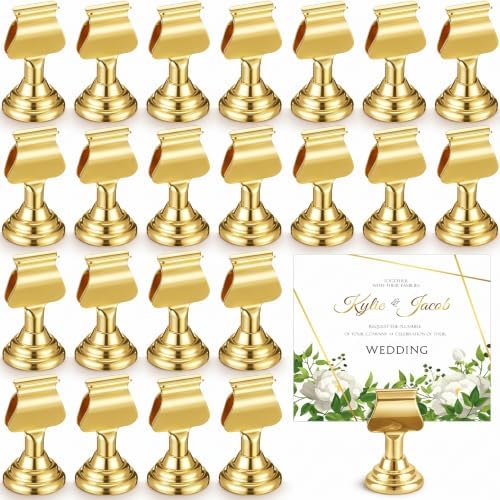 Kathfly 48 Pcs Wedding Table Number Holders Metal Gold Place Card Holder by Kathfly