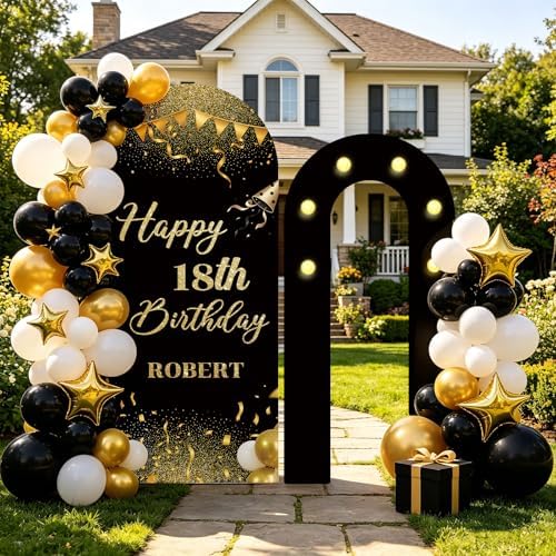 6FT Birthday Custom Foam Arch Backdrop Board with Age Name, 6.6FT Custom Foam Board Backdrop for Parties Ceremony, Outdoor Use Party Decor for Adults Mom Friend - Image 2
