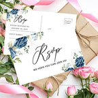 Andaz Press 56-Pack Personalized RSVP Postcards for Wedding Dusty Blue Roses Cardstock Response Reply Cards for Bridal Shower Baby Shower Birthday Event Custom Date and Return Address 4 x 6-Inch - Image 3