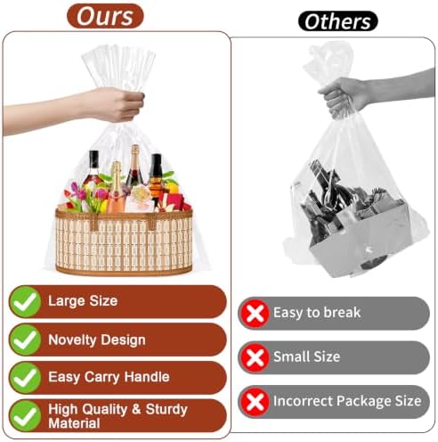 Dreamtop 4 Set Baskets for Gifts Empty, Woven Bamboo Gift Basket Empty Large with Handles, Sturdy Gift Basket Kit Empty to Fill for Christmas Birthday Baby Shower Wedding Gift - Image 3