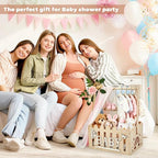 Wooden Baby Shower Crate Closet With Hanger Rack, Wooden Baskets for Baby Shower With Handle Girl Welcome Box Personalized Baby Gifts Crates - Easy Assembly (Girl) - Image 5