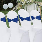 Pack of 60 Spandex Chair Sashes Bows Stretch Chair Cover Band with Buckle Slider Universal Elastic Chair Ties for Wedding Banquet Party Event Decoration (Navy) - Image 7