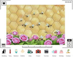 Trykid 10x7ft Sweet Bee Theme Backdrop Honeycomb Pink Roses and Bees Photography Background Happy Birthday Party Decoration Baby Shower Banner Photo Booth Prop - Image 3