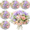 Tigeen 6 Bundles Artificial Flowers Bouquet for Wedding, Pink Purple by Tigeen