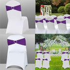 Purple Chair Sashes 50 Pack Spandex Purple Sashes for Chairs Covers Universal Stretch Chair Sashes Band with Heart Buckle Slider Sashes Bows for Wedding Banquet Party Decorations - Image 5