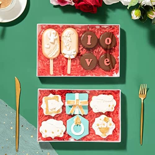 RomanticBaking 50 Pack Small Cookies Boxes with Window 9 1/2" x 6" x 1 1/4" Pastry Bakery Boxes for Macaron,Cakesicle,ricek rispy treats, Browine - Image 2