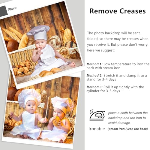 YongFoto Bakery Baking Backdrop 15x10ft Bread Basket Vintage Wood Wall Photography Background Baby Shower Birthday Party Banner Baby Baker Portrait Photoshoot Wallpaper Photo Studio Booth Props - Image 5