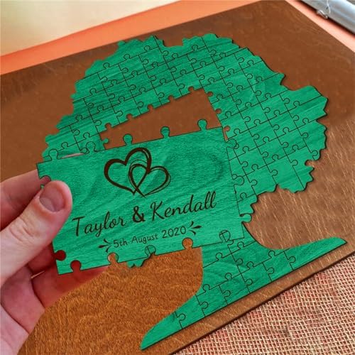 Personalized Family Tree Wedding Guest Book Alternative Custom Puzzle Wedding Guestbook Decor Rustic Wedding Decorations for Reception Tree of Life Wood Guest Book for Baby Shower Anniversary - Image 6