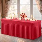 Shillance 6 Packs Red Spandex Table Clothes for 8 Foot Rectangle Table, Spandex Table Covers 8FT Stretch Table Skirts Wrinkle Free Fitted Table Cloth for Valentines, Event, Wedding, Banquet & Parties - Image 7