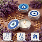Treela 24 Set Evil Eye Candles Lavender Scented Candle Tins with Lids - Image 5