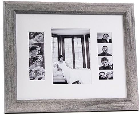 Creative Picture Frames 57-11X14Dw-W Driftwood Event Photo Booth Frame Holds 1-5 By 7-Inch And 2-2 By 6-Inch Photographs With White Collage Mat with Stand by CreativePictureFrames