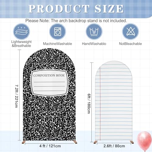 Moukeren Composition Notebook Arch Backdrop Cover 6ft and 7.2ft for Pastel Classroom Decor Back to School Bulletin Board Paper Background Party Banquet Photo Arches Background Decorations - Image 3