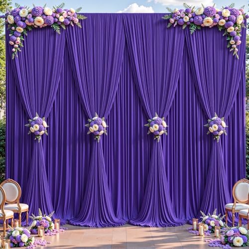 8 Panles Purple Backdrop Curtains - Wrinkle Free Fabric Backdrop Curtain for Photoshoot, 10FT Wedding Party Photo Backdrop Drapes for Birthday Baby Shower Photography Stage Background Decorations by Shillance