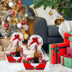 Cholemy 12 Pack 12x10x4 Christmas Gift Baskets Empty Bulk, Includes 12 Santa Cardboard Baskets with Handles, 12 Plastic Bags and 12 Bows, Cardboard Tray Large Gift Baskets Kit for Holiday - Image 6