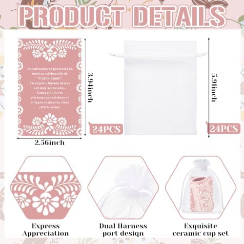 Cielito Lindo Party Favors, 24 Set, Pink, Handleless - Image 3