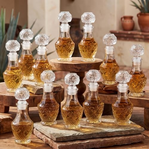Chuangdi 24 Pcs Mini Glass Wine Bottles 1.7oz Tequila Bottle, Diamond Style by Chuangdi