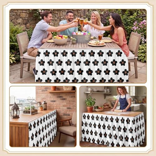 Sanwarm Table Skirt, 29" x 108", for Rectangular & Round Desk Daisy Floral - Image 7