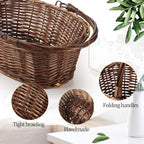Barydat 6 Pcs Small Wicker Basket with Handle, Brown, 9" X 7" X 4" - Image 3
