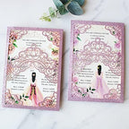 Hosmsua 50PCS Personalized Purple Glitter Quinceanera Invitations Kit 5.1x7.3 Inch Laser Cut Floral Crown Pocket Quinceanera Invitation Cards with Envelopes for Birthday Quince Invitation - Image 4