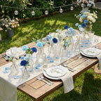 36 Pcs Artificial Flowers Table Centerpiece, Blue Series, Clear - Image 4