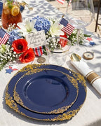 Nervure 350Pcs Blue Plastic Plates, Disposable Dinnerware Set for 50 Guests - Image 6