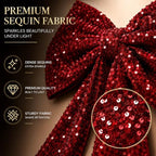 PartyPosh Oversized Deep Wine Red Velvet Sequin Bow 51"x25" - Image 3