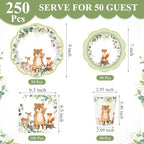 Funnymoom 250 Pcs Woodland Animals Baby Shower Party Decorations Serves 50 - Image 2