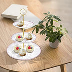 fanquare 3 Tier Pink Rose Porcelain Round Cupcake Stand - Image 5