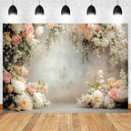 8x6ft Floral Wall Backdrop Wedding Reception Abstract Photography Background Spring Watercolor Painting Floral Banner Decorations Baby Shower Birthday Holiday Portrait Photo Booth Prop - Image 2