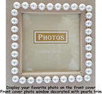 higher volume capacity XL magnetic page wedding album. 80 pages, 4x6, 5x7, 8x10, 8x12 photos, gift box. Fabric pearls and white lace wedding album, personalizable - Image 2