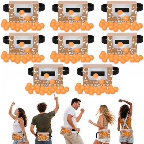 8 Sets Brown Heart Baby Shower Swing Shaking Balls Activity Set for Adults by Lonfliness