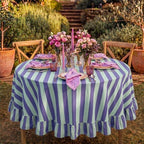 Tudomro Striped Tablecloth, Round, Cobalt, Sky Blue, 60'' X 60'' - Image 6