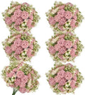 Dusty Pink Artificial Flowers 6 Bundles Silk Floral with Stems by TOBILU