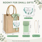 20 Sets Burlap Tote Gift Bags with Handles Jute Bags, Sage Green - Image 3