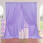 20ft×10ft Wrinkle Free Lavender Backdrop Curtain for Party, 4 Panels 5×10ft Soft Silky Polyester Light Purple Lilac Photo Backdrop Drapes for Birthday Baby Shower Mother‘s Day Wedding Photography - Image 2