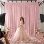 20x10FT Backdrop Curtains with Rod Pockets - Wrinkle Free Photo Stage Backdrop 4 Panels Curtains Drapes for Photography Wedding Party Baby Shower Decorations (Tea Rose) - Image 2