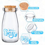 24 Pieces It's a Boy Baby Shower Party Favors Vintage Milk Favor Jars DIY Glass Milk Jars Bottles Blue Mini It's a Boy Sports Baby Shower Bottles with Cork for Guests Gender Reveal Centerpiece Decor - Image 3