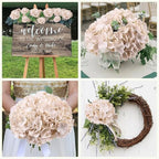 AVIVIHO 65pcs Fake Flowers Beige Hydrangea Artificial Flowers Bulk (Not Squished, No Steaming Need) Silk Flowers with Stems for Wedding Decor,Home,Baby Shower,Table Centerpieces Decoration - Image 3