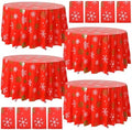 Ganeen 12 Pcs Round Snowflake Tablecloth 84 Inch Red Plastic Party Cover by Ganeen