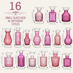 32 PCS Assorted Vintage Bud Vases, Colorful Glass Small Vases Bulk, for Centerpieces, Wedding Table Decor, Home Decorations & Gifts (Pink Seiris) - Image 2