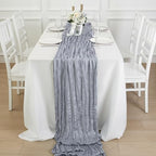 8 Pack Grey Cheesecloth Table Runner 120 Inch Boho Wedding Decor - Image 4