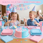 Vyntra 350 Pcs Pink & Blue Square Paper Plates and Napkins Set, Serves 50 - Image 7