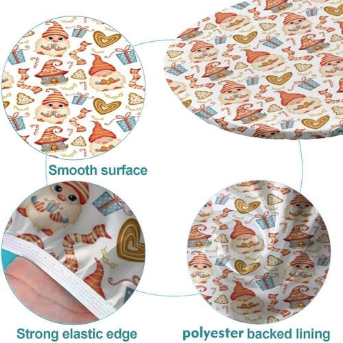 Cartoon Christmas Gnomes & Sweet Fabric - Red Print Oval Tablecloth Fitted Waterproof & Stain Resistant Elastic for Dining Table Buffet Parties and Camping Fits for 54" x 76" Oval Table - Image 5